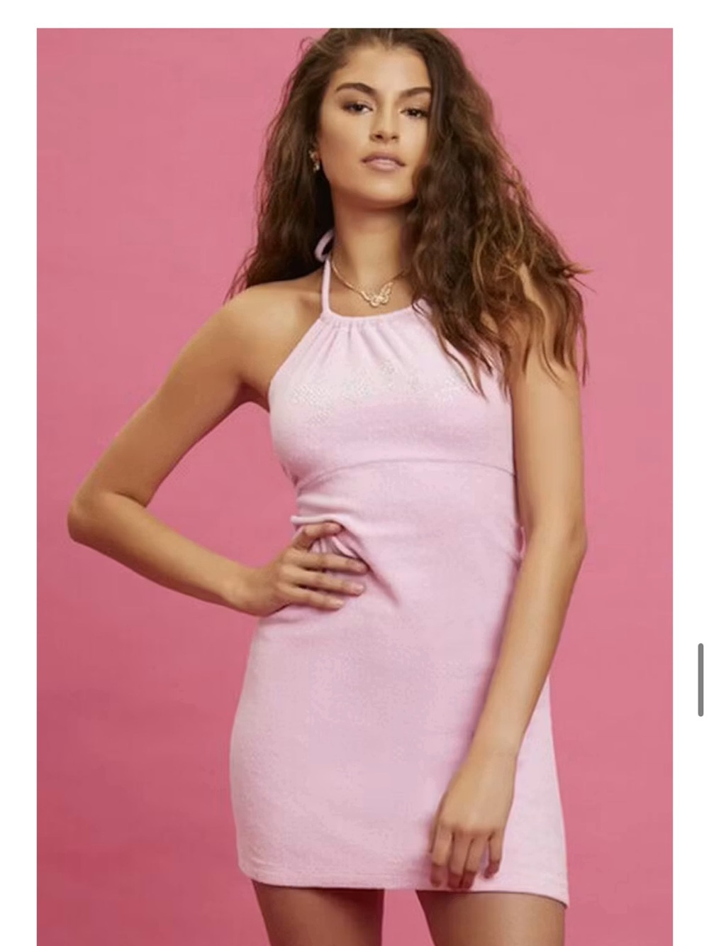 JUICY x Forever 21 Halter Mini Dress in Light Pink